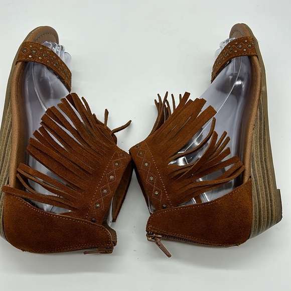 Minnetonka Savona Fringed Sandals‎ Women's 6 Brown Leather Moccasins - Picture 6 of 8